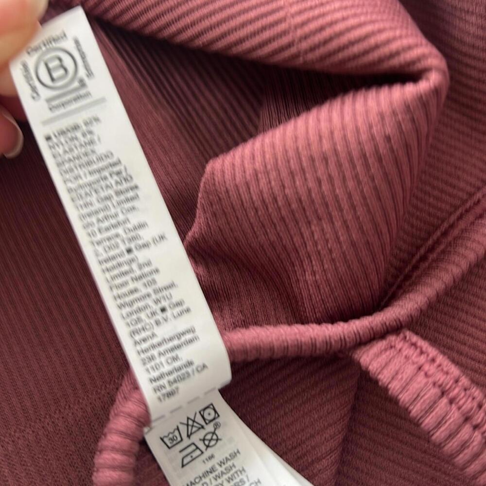Athleta Aurora High Neck Ribbed Crop Tank Sunset Glow Mauve Red XS - Picture 7 of 7